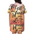 thumbnail image 3 of Bingfone Not All Who Wander Are Lost Print Pajamas Sets for Women Soft Short-Sleeved Pjs with Lounge Shorts Two Piece Sleepwear, 3 of 8