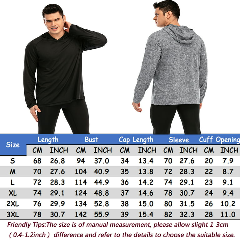 Sun Protection Hoodie Long Sleeve Shirts with Hood, Lightweight Quick Dry  For Fishing Running Hiking for Men 