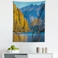 thumbnail image 1 of Nature Tapestry, Sunken Tree Lake on Mountain Range Exquisite Rural New Zealand Scenery, Fabric Wall Hanging Decor for Bedroom Living Room Dorm, 5 Sizes, Earth Yellow Pale Blue, by Ambesonne, 1 of 1