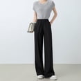 thumbnail image 2 of Olyvenn Dress Pants for Women 2025 Spring Trendy Casual Pants Stretch Elastic Waist Pants Loose Fit Wide Leg Trousers Workwear Suit Pants Black XL, 2 of 4
