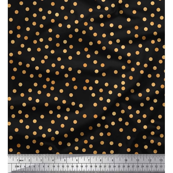 Soimoi Brown Cotton Duck Fabric Polka Dots Print Fabric by the Yard 42 Inch Wide