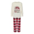 thumbnail image 2 of Family Matching Christmas Pajamas, Letter Print Long-Sleeved Round Neck Tops + Plaid Pattern Trousers Sleepwear Outfits, 2 of 10