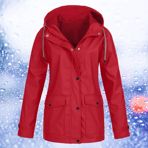 Vedolay Jackets for Women Casual Jackets for Womens Autumn Coats Solid Color Long Sleeve Casual Jacket Outerwear,Red L