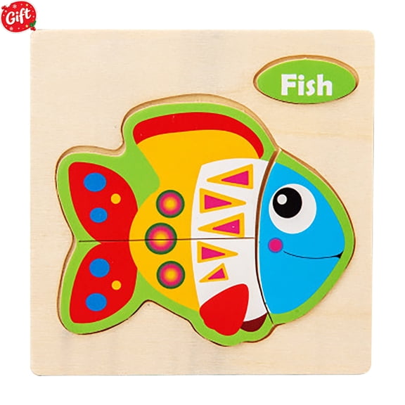 Wooden Peg Puzzle for Toddlers, Kids' Educational Preschool Peg Puzzle Toy, Cute Fish Theme Vibrant Color Shape Matching Game, Ideal Gift for Boys Girls Ages 1.5-4 Years Old