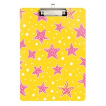 FORMRS Acrylic Clipboard with Low Profile Clip Standard A4 Letter Size, 12.5" x 9", Big Pink Stars Pattern