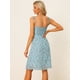 thumbnail image 4 of Vestido Aline con tirantes finos de verano para mujer Vestido de tirantes floral fruncido Azul Claro S, 4 of 5