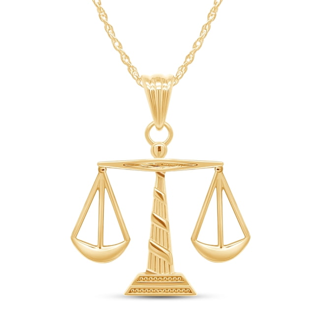 14K Yellow Gold Over 925 Sterling Silver Scales of Justice Pendant Necklace