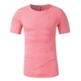 thumbnail image 2 of Men's Crew Neck Muscle Workout Athletic T-Shirt Bodybuilding Fashion Short Sleeve Slim Fit Zipper Tee Top 2025 Casual Solid Color Big and Tall Shirts Basic Classic Hip Hop T-Shirt, Pink L, 2 of 5