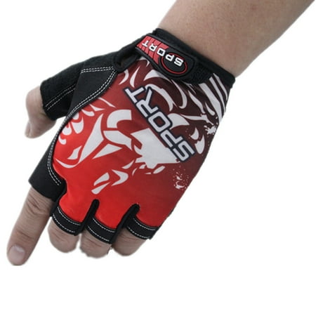 Bicycle Cycling Gloves Non-Slip Breathable Ultrathin Unisex Half Finger Gloves for Fishing Climbing Outdoor Activities A style Red