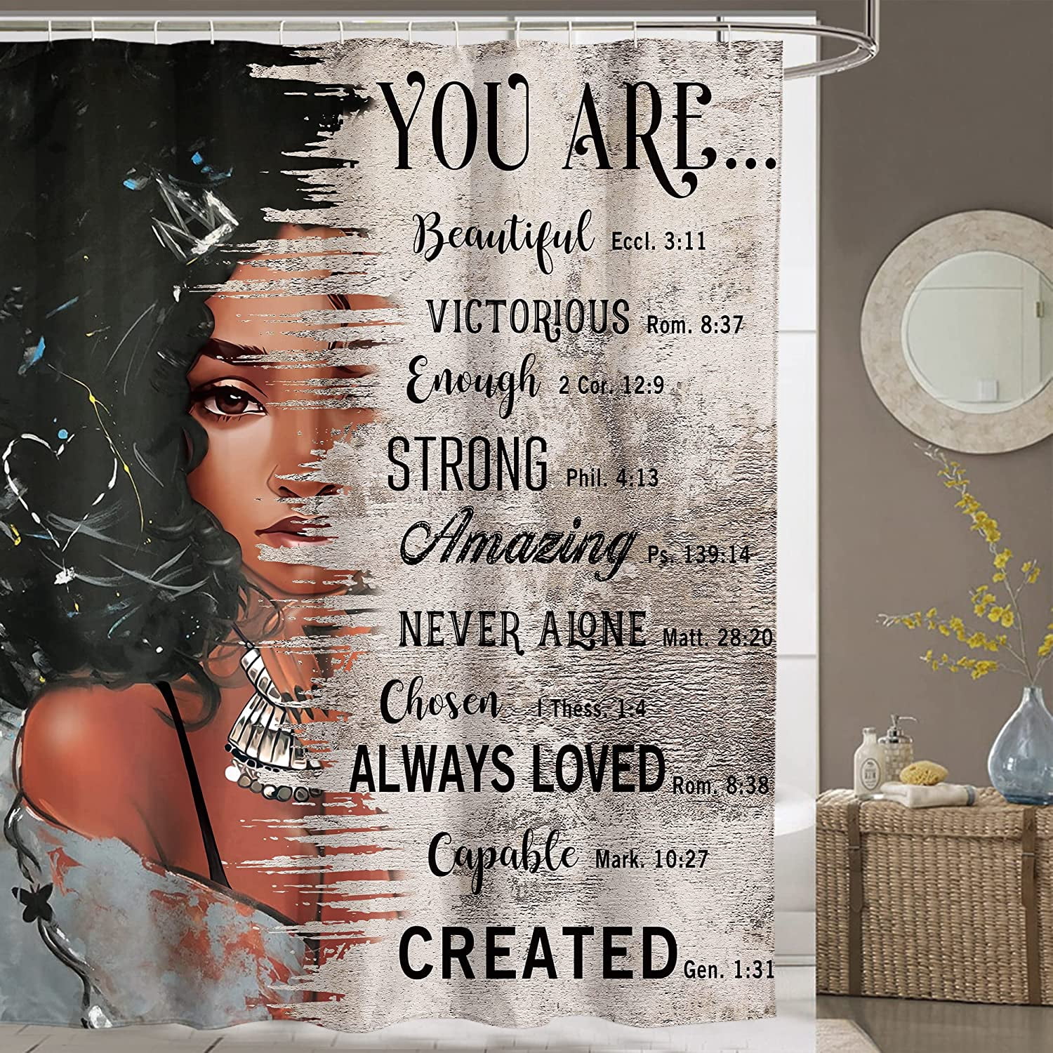 SPXUBZ African American Black Girl Quotes Bathroom Shower Curtain Polyester Waterproof 72x72 inch