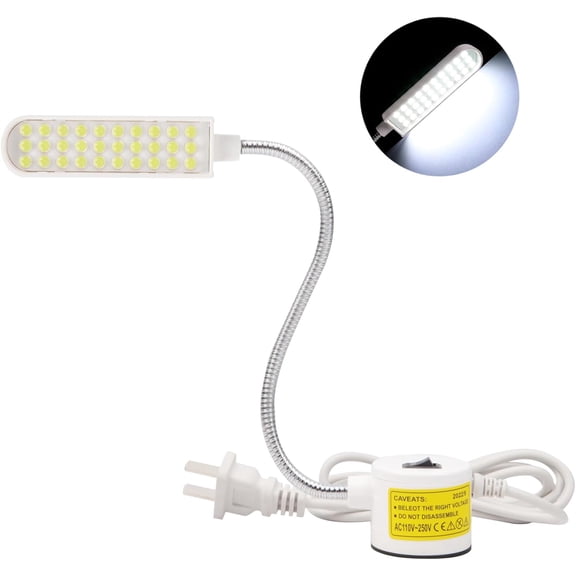 Pekkaxy 30LEDs Sewing Machine Light, LED Portable Work Light, Flexible Gooseneck Lampe with Magnetic Base for Workbench Lathe Drill Press(White)