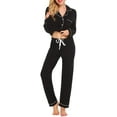 thumbnail image 3 of Women's Classic Pajamas Long Sleeve Button Down Sleepwear 2 Piece Pjs Set, 3 of 8