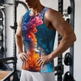 thumbnail image 5 of Gukieu Modern Art Red And Blue Colors Print Men's Quick Dry Fitness Vest, Round Neck Sleeveless Fitness Bodybuilding Top-Large, 5 of 7