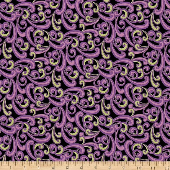 Quilting Treasures Echo Scroll Quilt Fabric, Black 100% Cotton Fabric sold by the yard