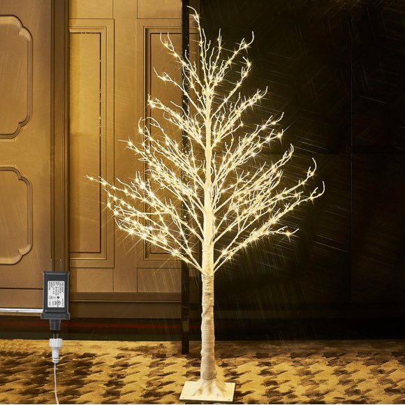 Árbol artificial con forma de ramita Hairui, iluminado en blanco, 4 pies con 430 LED