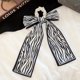 thumbnail image 1 of Fashion Printing Chiffon Check Grace Long Ribbon Bow Lady Headdress Scrunchie Ponytail Holder Tie Women Silk Scarves Hair Band, 1 of 4