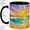 Black, variant on Sunrise Wave Coffee Mug, Stained Glass Ocean Art, Coastal Daily Tea Sips