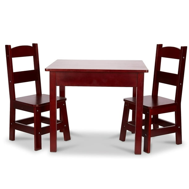 Melissa & Doug Solid Wood Kids Table and 2 Chairs Set, Multiple Colors - Walmart.com - Walmart.com