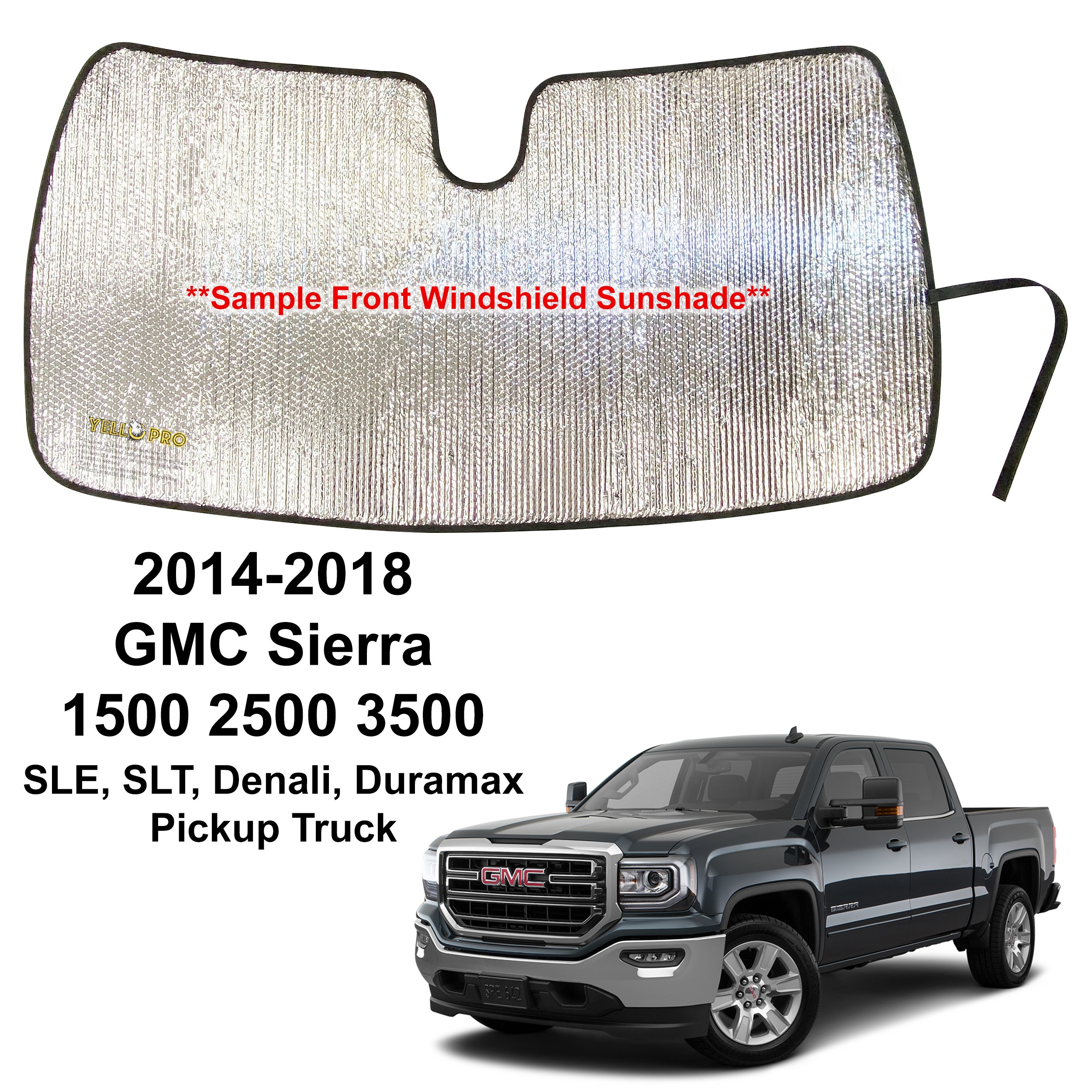 Front Windshield Sunshade for 20142018 GMC Sierra, 1500, 2500, 3500