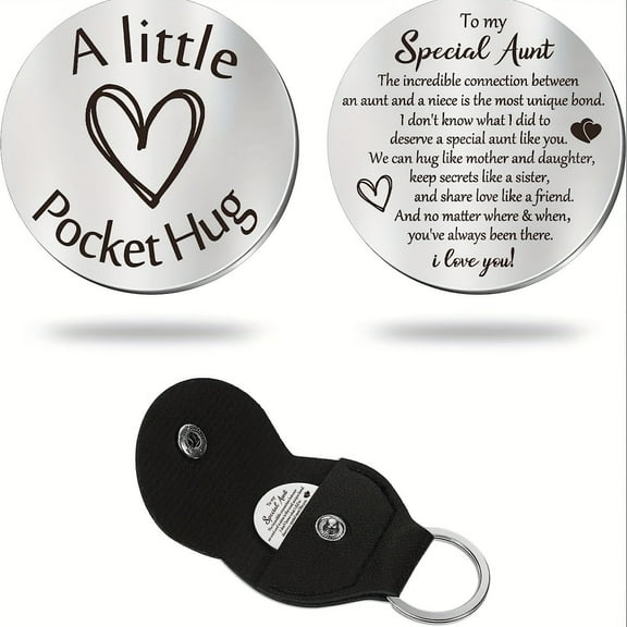Pocket Hug Token Gifts for Men Boyfriend Girlfriend Inspirational Gift for Son Daughter Brother with Leather Keychain