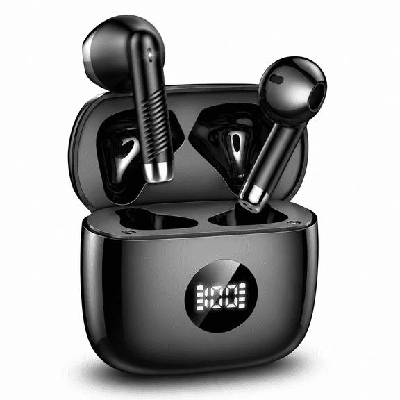 Wireless Earbuds, Bluetooth 5.4 in-EarEarphones, Hi-Fi Stereo 4 ENC Noise Cancelling Mic, 40H Playtime Dual LED Display IPX7 Waterproof Headphones, USB-C Sport Ear Buds for iOS Android