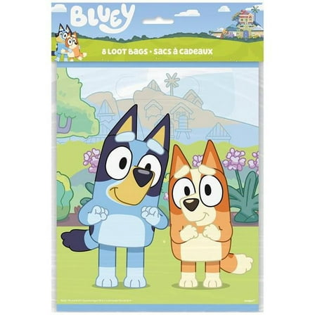Bluey Loot Favor Bags Plastic 8 Ct Dog Puppy Bingo Family