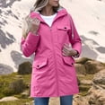 thumbnail image 2 of Vinsonshop Womens Rain Coat Utility Jacket Women Soft Shell Jackets Womens Long Trench Coat for Women Packable Rain Jacket Women Waterproof Windbreaker Jacket Women Waterproof Rain Jacket Hot Pink S, 2 of 4