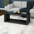 thumbnail image 4 of HomeRoots 521020 18 x 48 x 23.38 in. Black Manufactured Wood Rectangular Coffee Table with Shelf, 4 of 5