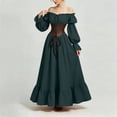 thumbnail image 2 of Renaissance Costume Women Bell Sleeve Off Shoulder Lace up Ruffle Medieval Corset Dress Halloween Costumes, 2 of 6