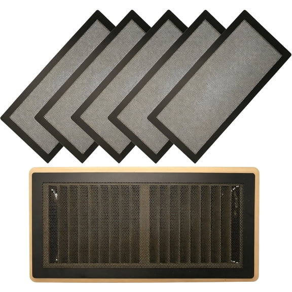 MISSMILE Extra Strong Magnetic Air Vent Screen Cover for Floor Magnetic Vent Covers for Floor 5-Pack (5'' X 11'',Black)