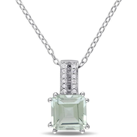 Tangelo 1-3/5 Carat T.G.W. Green Amethyst and Diamond-Accent Sterling Silver Fashion Pendant, 18