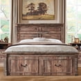 thumbnail image 3 of wow97e Farmhouse Full Size Bed Framewith 51" Tall Headboard & 20" Roman Column Footboard, Wood Platform Frame with 2 Large Storage Drawers, No Box Spring Needed, 3 of 7