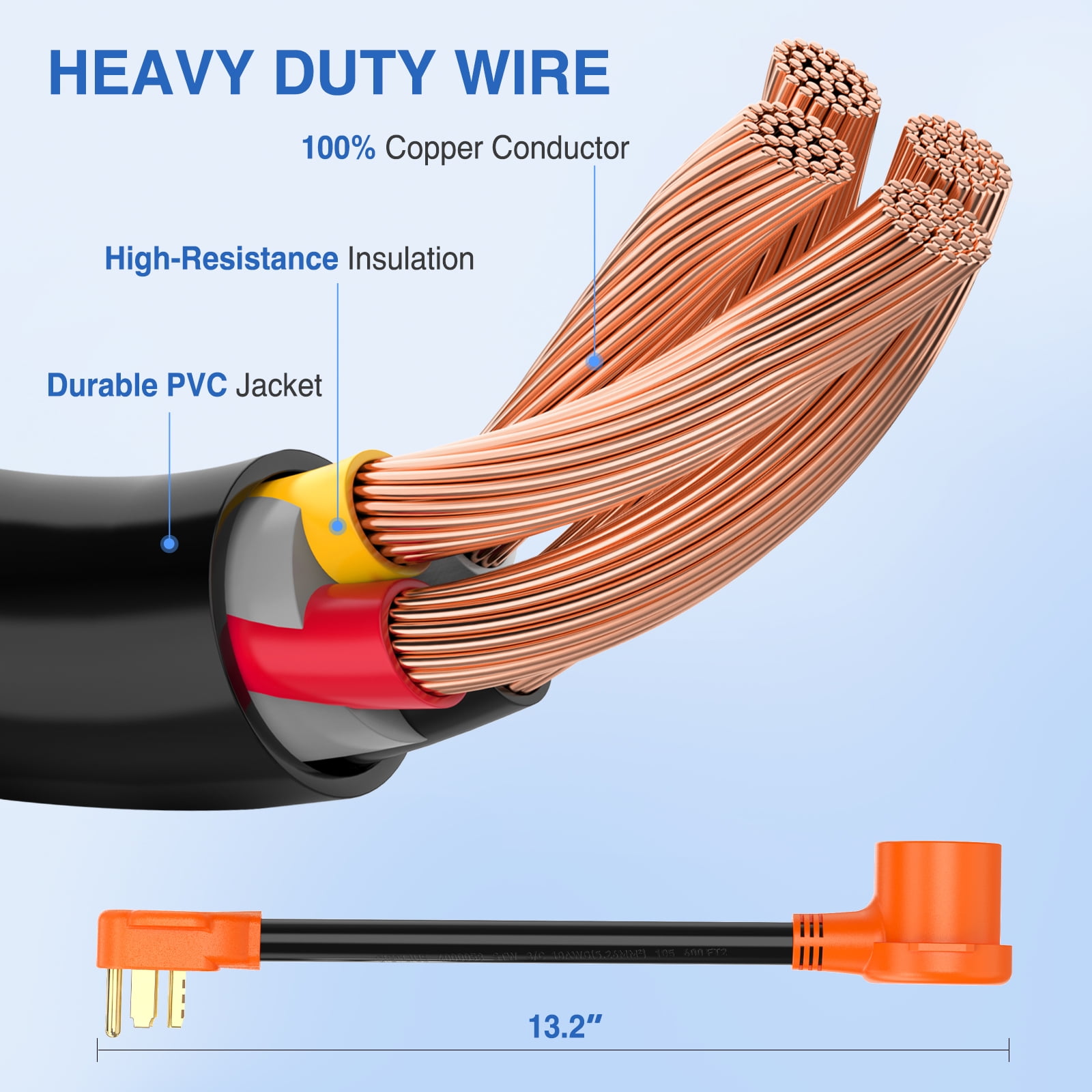 Nilight 30 Amp Dryer Adapter Cord, 4 Prong, 125V/250V, 7500 Watt, Pure Copper, Heavy Duty, 10 Gauge Wire