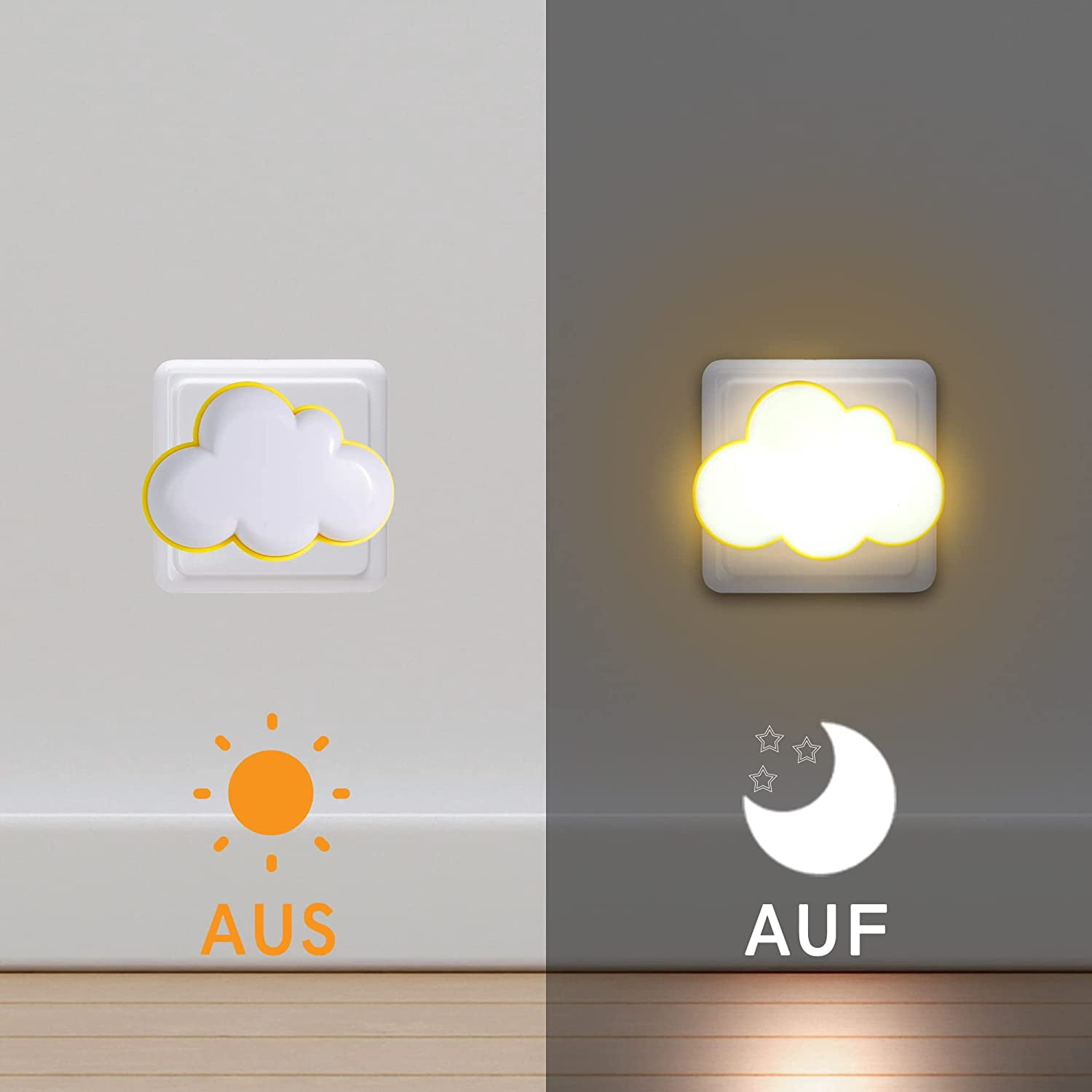 Cloud Night Light Electrical Plug [Set of 2] Nomadic Children's Night Light with Twilight Sensor, Small LED Sconce for Baby Room, Hallway Wall Lamp, Staircase Lighting