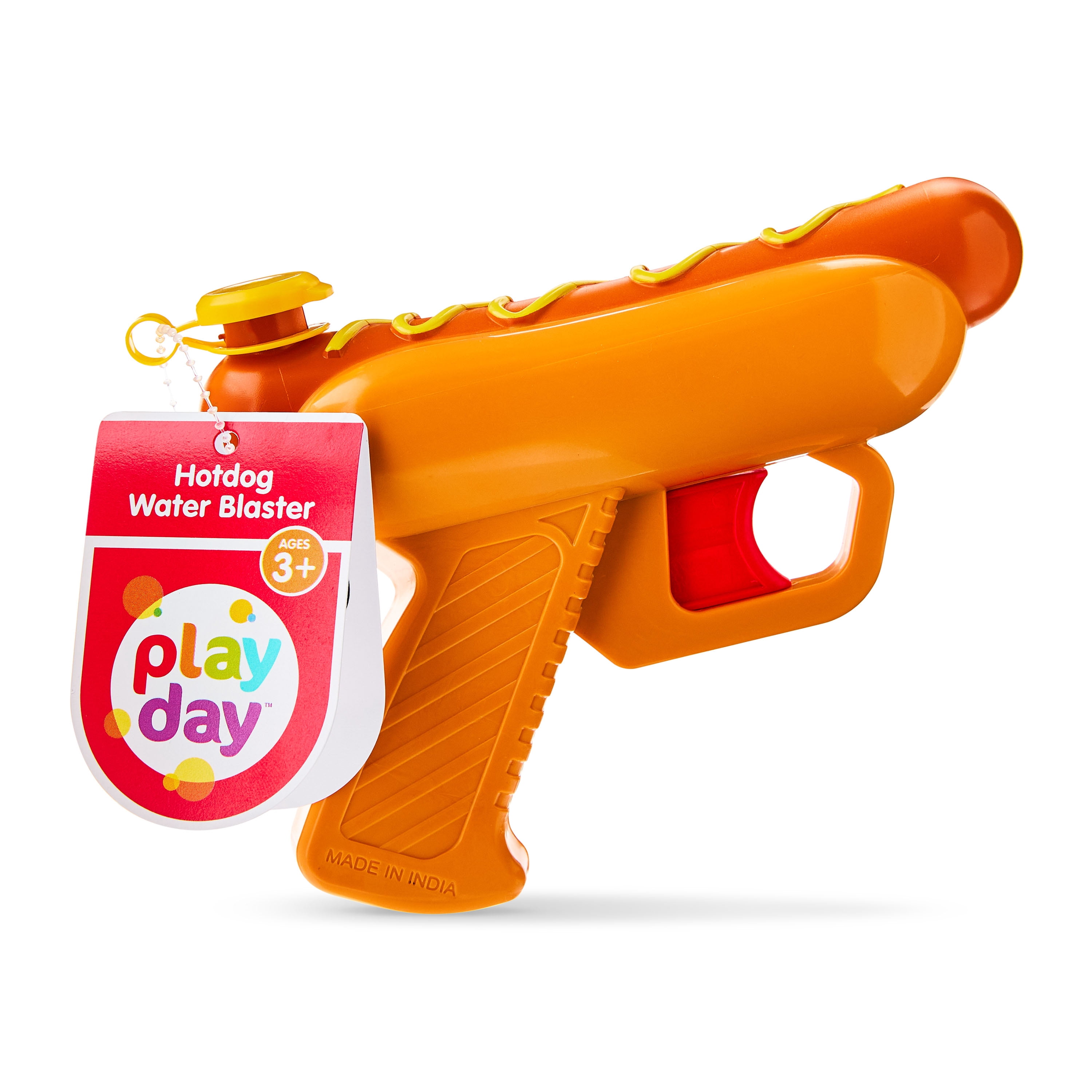 Play Day Plastic Hot Dog Water Blaster, Brown and Yellow