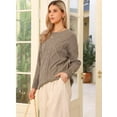 thumbnail image 4 of DARING DIVA Crewneck Fall Chunky Cable Knit Pullover Sweater XS Light Brown, 4 of 6