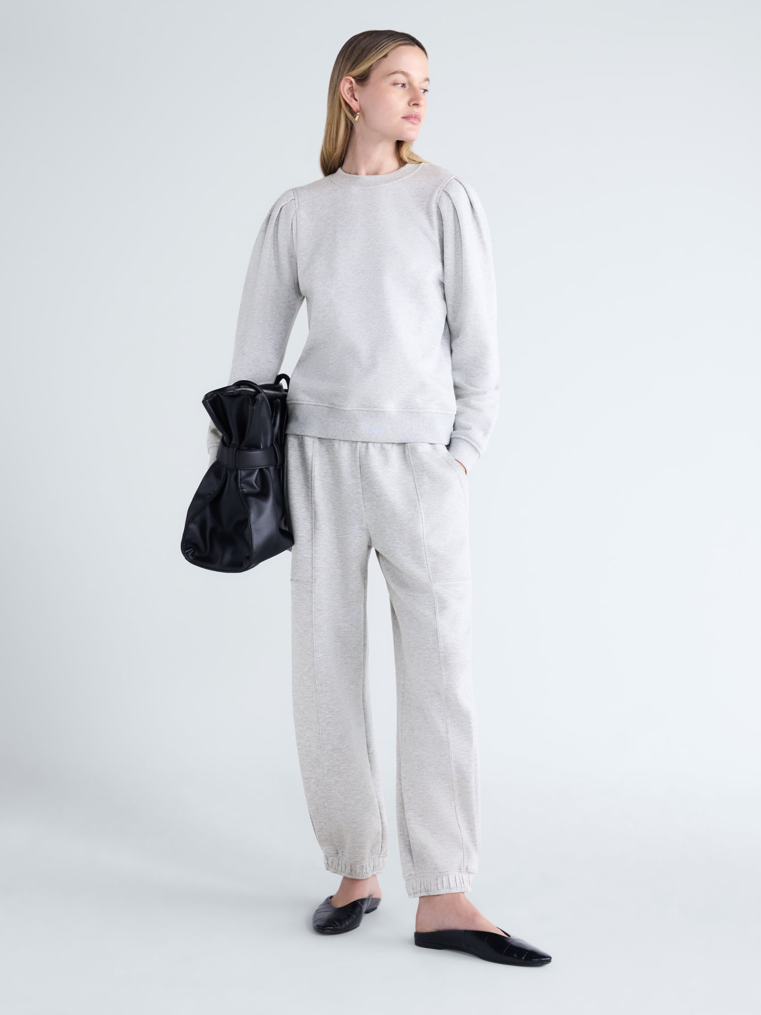 Scoop Women’s and Women's Plus Pleat Shoulder Sweatshirt, Sizes XS-4X