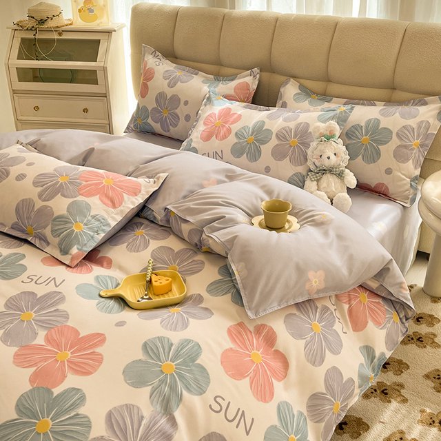 Lindo juego de cama para hombres y mujeres, funda nórdica, ropa de cama, edredón de microfibra de algodón lavado, juego de sábanas para cama doble, tamaño Queen y King