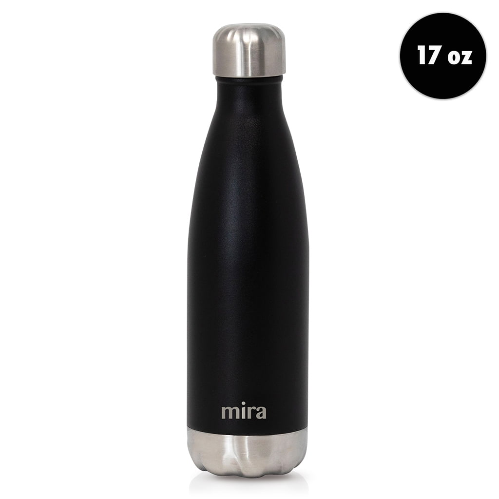 MIRA 17oz Stainless Steel Vacuum Insulated Water Bottle, Leak-Proof Double Walled Cola Shape, Black