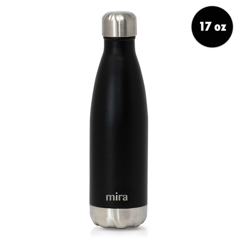 MIRA 2 Pack 17 Oz Cola Shaped Insulated Stainless Steel Water Bottle -  Double Walled Vacuum Insulated Thermos Flask - Metal Sports Bottle - Black  