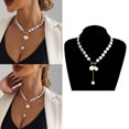 thumbnail image 2 of RUISINERY Simple European Styles Single Layer Imitation Pearls Necklace with Geometric Alloy Pendant for Fashion Forward Women, 2 of 7