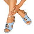 thumbnail image 5 of LTTVQM Womens Slide Sandals Arch Support Platform Open-Toe Cork Footbed Casual Sandals Non-Slip Lounge Adjustable Buckle Slides for Beach Sky Blue 43(US-10), 5 of 5