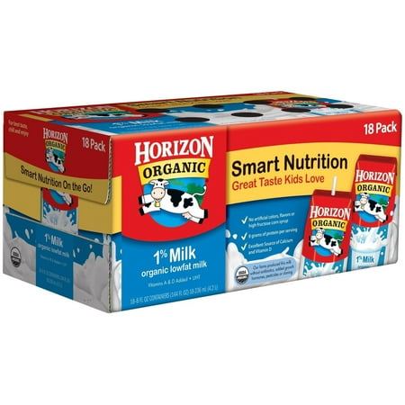 Horizon Organic 1% Low Fat Milk 8 Oz Cartons (18 (Best Organic Milk For Kids)