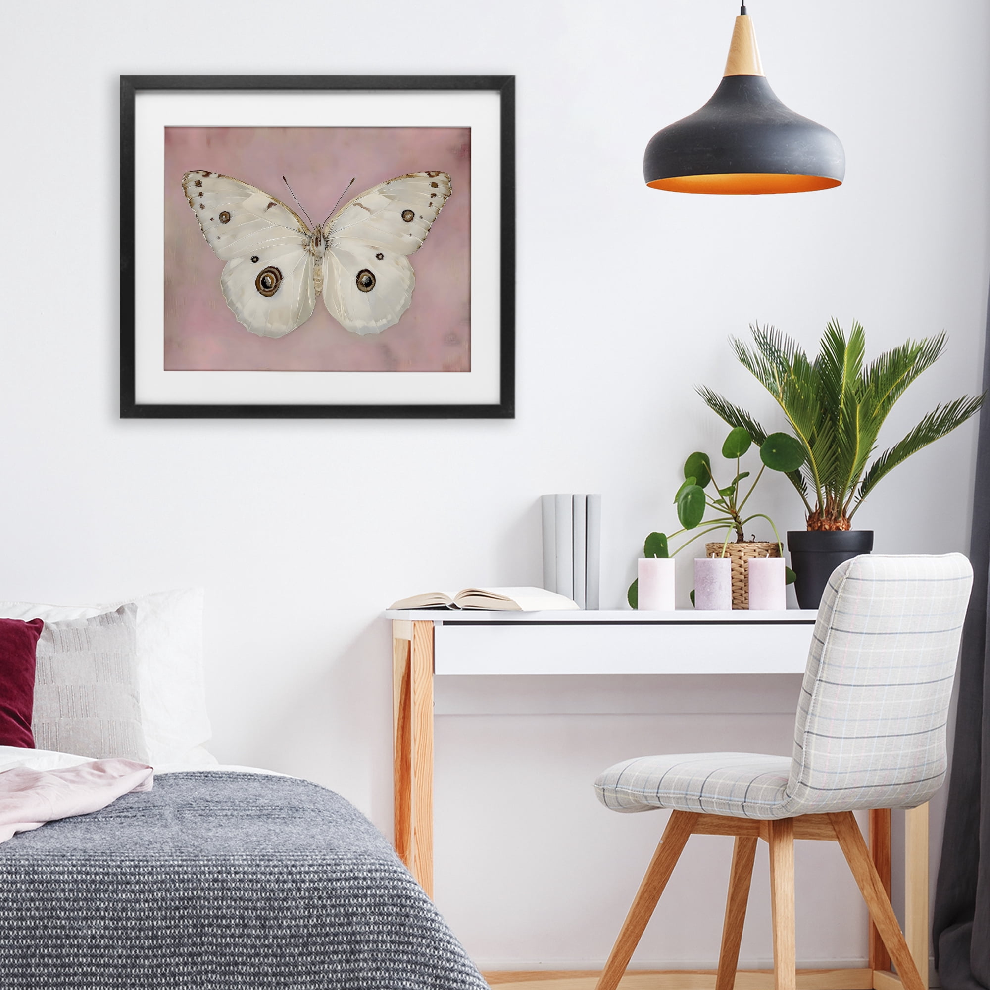 Stupell Industries Gossamer Butterfly on Blush Background Black Framed Print Under Glass, design by Arlington Prints