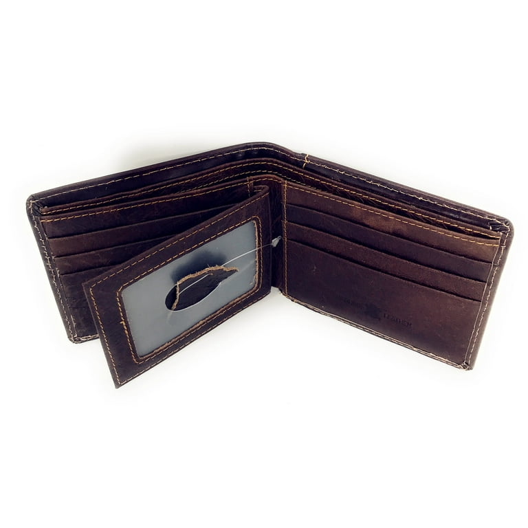 Western Genuine Leather 50 PESOS Plain Mens Bifold Short Wallet in