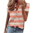 thumbnail image 2 of Qiopertar T-shirt à Manches Courtes Col en V Décontracté Imprimé pour Femmes, Liquidation à Moins de 5$, 2 of 5