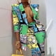 thumbnail image 5 of Conjunto de dos piezas para mujer, estampado suave, manga larga, doble botonadura, escote en V, abrigos de otoño, Tops, pantalones largos de cintura alta, pantalones, traje informal Wmkox8yi bvn1840, 5 of 9