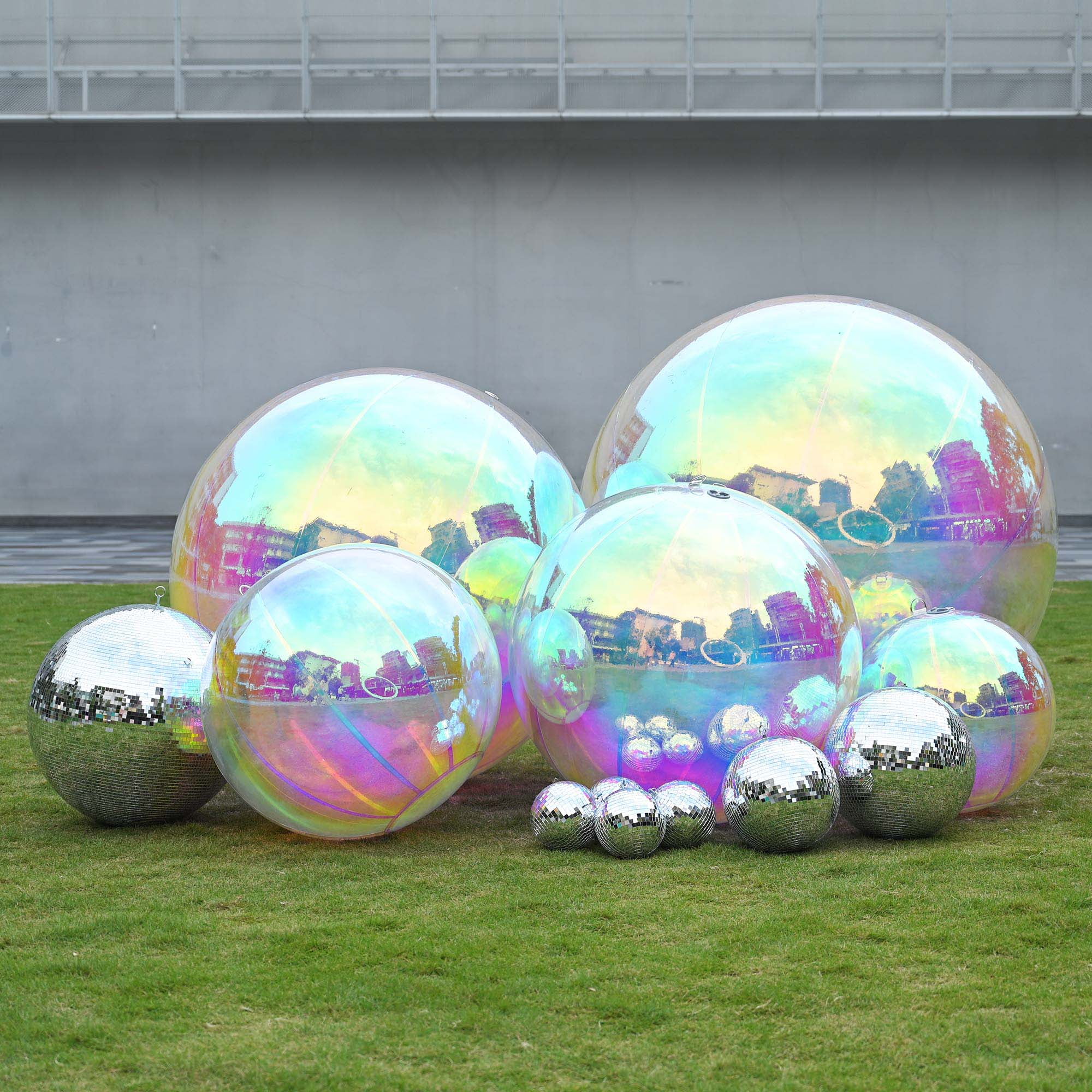 Yescom 20" Big Shiny Inflatable Mirror Ball Giant Iridescent Reusable Balloon for Large Disco Party Wedding Event Stage Decoration