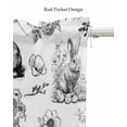 thumbnail image 5 of Easter Linen Curtain Valance for Bedroom/Bathroom/Kitchen/Office/Living/Dining Room Windows,Black White Bunny Sketch Flowers Simple White Rod Pocket Topper Drapes Decorative Cafe Drapery Panel 42x18, 5 of 6