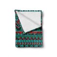 thumbnail image 2 of Tribal Soft Flannel Fleece Throw Blanket, Hand Drawn Design Geometric Pattern with Sharp Shapes and Stripes, Cozy Plush for Indoor and Outdoor Use, 60" x 80", Red Blue Teal, by Ambesonne, 2 of 6